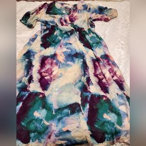 Watercolor maxi dress with slit